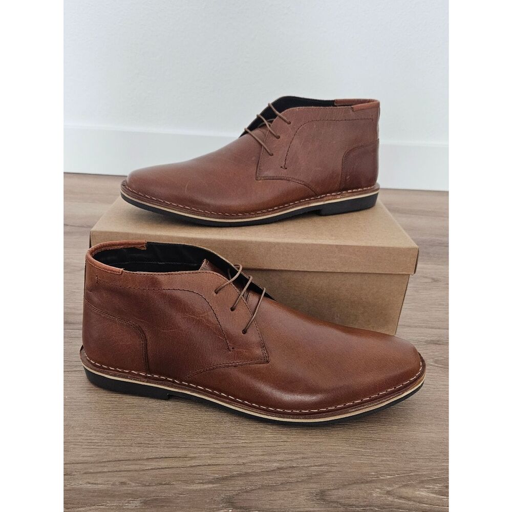 Steve Madden Men's Harken Leather Chukka Boots Cognac Size 16
